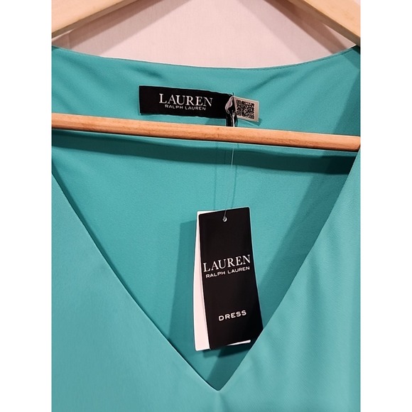 Lauren Ralph Lauren Dress NWT‎ Womens Size 12 Turquoise, Ruffled - Picture 2 of 12